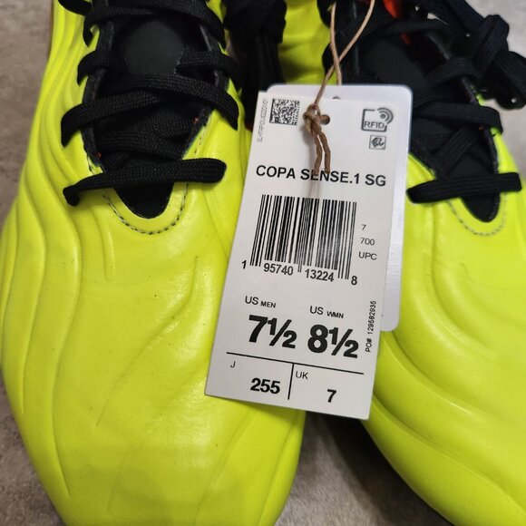 Adidas Copa Sense.1 SG \'Game Data Pack\' Soccer Cleats Solar Yellow GY8935 Sz 7.5 main image 5
